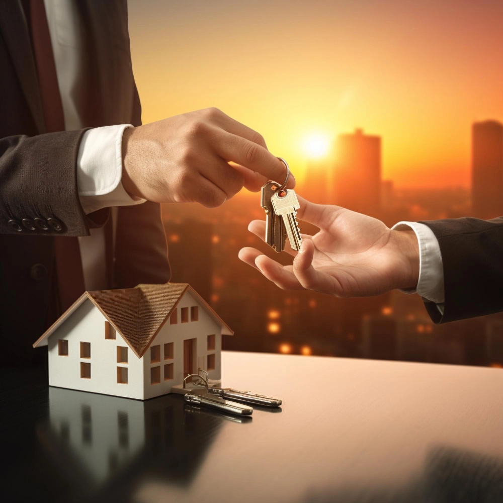 Landlord handing over keys